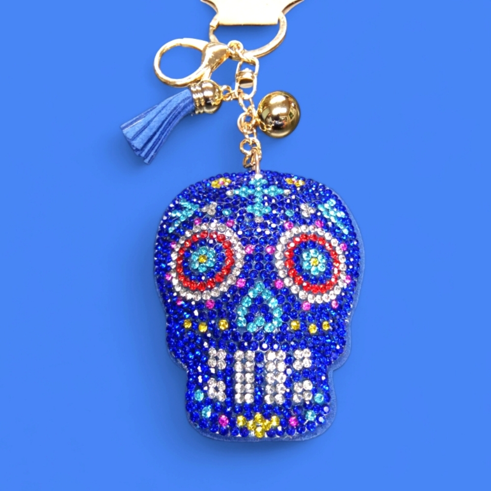 Sugar Skull Rhinestone Keychain and Purse Charm